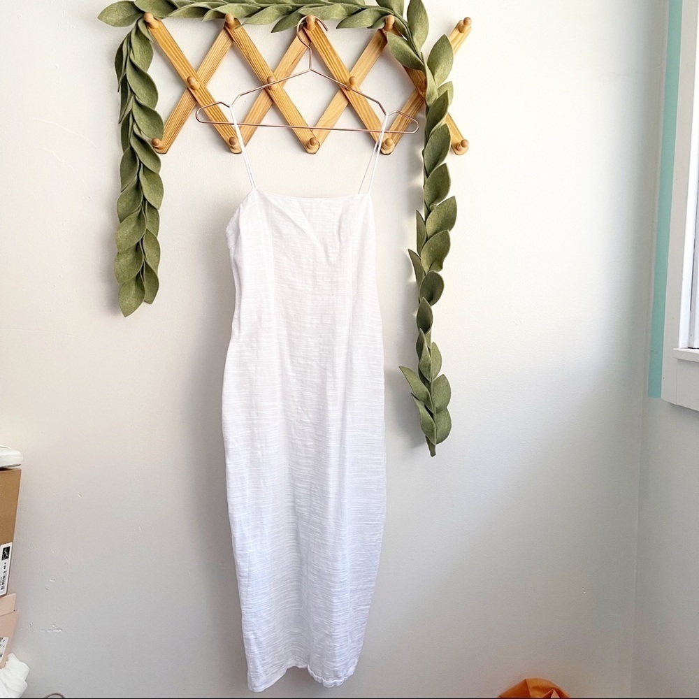 Slide Show White Cotton Midi Dress